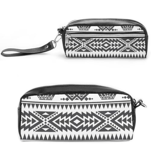 JiuPopular Leder-Federmäppchen, IndianerSchreibwaren-Tasche als Federmäppchen für Büro und Schule, Geschäftsreisetasche oder kleine Werkzeugbox, Make-up-Tasche, Stil-2, 20*10*5.5cm, Federmäppchen von JiuPopular