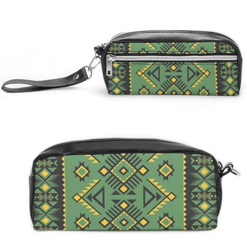 JiuPopular Leder-Federmäppchen, IndianerSchreibwaren-Tasche als Federmäppchen für Büro und Schule, Geschäftsreisetasche oder kleine Werkzeugbox, Make-up-Tasche von JiuPopular