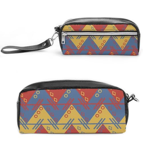 JiuPopular Leder-Federmäppchen, IndianerSchreibwaren-Tasche als Federmäppchen für Büro und Schule, Geschäftsreisetasche oder kleine Werkzeugbox, Make-up-Tasche von JiuPopular