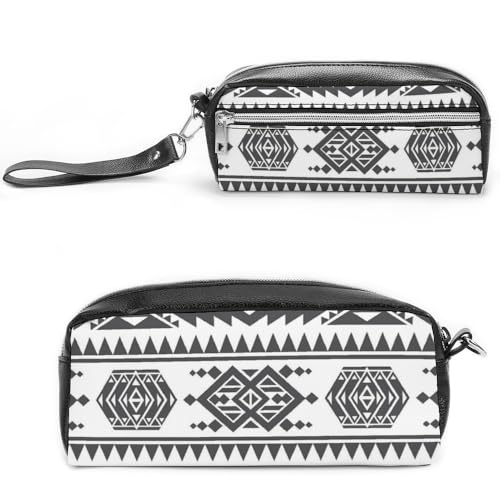 JiuPopular Leder-Federmäppchen, IndianerSchreibwaren-Tasche als Federmäppchen für Büro und Schule, Geschäftsreisetasche oder kleine Werkzeugbox, Make-up-Tasche von JiuPopular