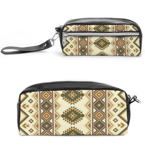 JiuPopular Leder-Federmäppchen, IndianerSchreibwaren-Tasche als Federmäppchen für Büro und Schule, Geschäftsreisetasche oder kleine Werkzeugbox, Make-up-Tasche von JiuPopular
