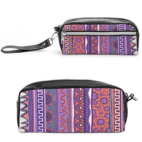 JiuPopular Leder-Federmäppchen, IndianerSchreibwaren-Tasche als Federmäppchen für Büro und Schule, Geschäftsreisetasche oder kleine Werkzeugbox, Make-up-Tasche von JiuPopular