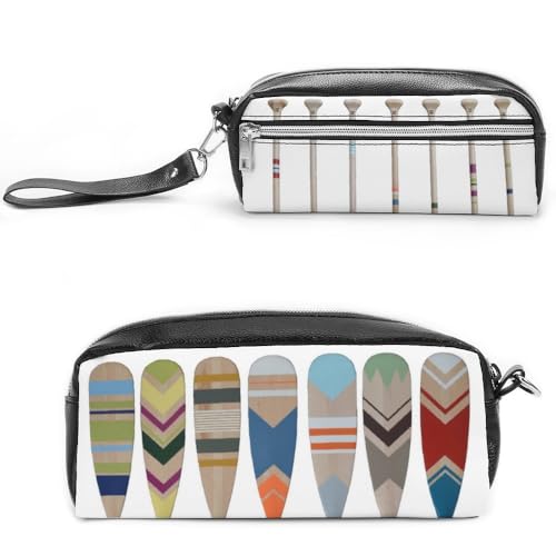 JiuPopular Leder-Federmäppchen, Kanu-Paddel-Schreibwaren-Tasche als Federmäppchen für Büro und Schule, Geschäftsreisetasche oder kleine Werkzeugbox, Make-up-Tasche von JiuPopular