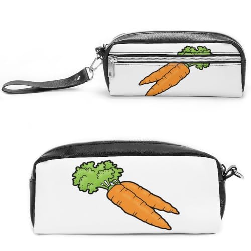 JiuPopular Leder-Federmäppchen, KarottenSchreibwaren-Tasche als Federmäppchen für Büro und Schule, Business-Reisetasche oder kleine Werkzeugbox, Make-up-Tasche JiuPopular Leder-Federmäppchen, KarottenSchreibwaren-Tasche als Federmäppchen für Büro und Schule, Business-Reisetasche oder kleine Werkzeugbox, Make-up-Tasche von JiuPopular