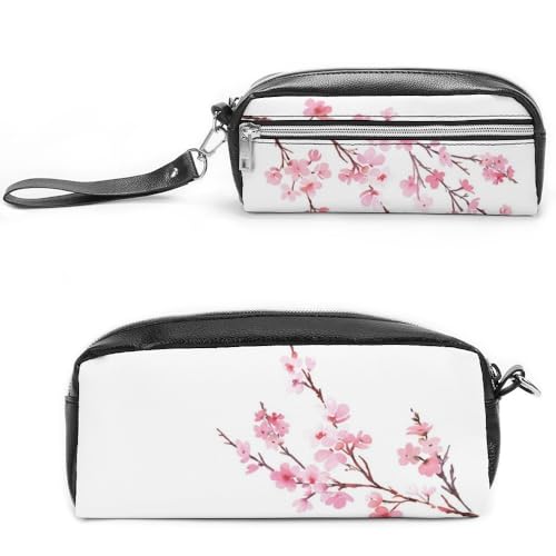 JiuPopular Leder-Federmäppchen, Kirschblüten-Schreibwaren-Tasche als Federmäppchen für Büro und Schule, Geschäftsreisetasche oder kleine Werkzeugbox, Make-up-Tasche JiuPopular Leder-Federmäppchen, Kirschblüten-Schreibwaren-Tasche als Federmäppchen für Büro und Schule, Geschäftsreisetasche oder kleine Werkzeugbox, Make-up-Tasche von JiuPopular