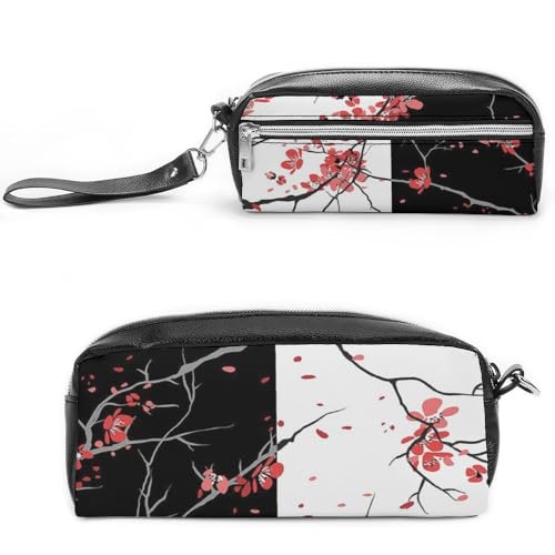 JiuPopular Leder-Federmäppchen, Kirschblüten-Schreibwaren-Tasche als Federmäppchen für Büro und Schule, Geschäftsreisetasche oder kleine Werkzeugbox, Make-up-Tasche JiuPopular Leder-Federmäppchen, Kirschblüten-Schreibwaren-Tasche als Federmäppchen für Büro und Schule, Geschäftsreisetasche oder kleine Werkzeugbox, Make-up-Tasche von JiuPopular