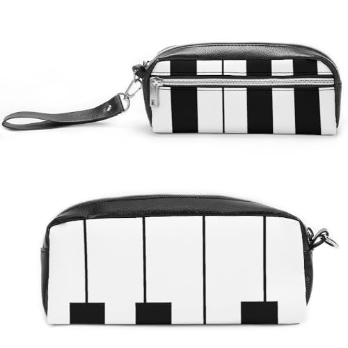 JiuPopular Leder-Federmäppchen, Musik-Klaviertasten, Schreibwaren-Tasche als Federmäppchen für Büro und Schule, Geschäftsreisetasche oder kleine Werkzeugbox, Make-up-Tasche von JiuPopular