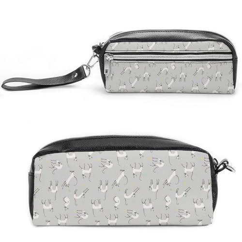 JiuPopular Leder-Federmäppchen, Siamkatze an der Wand, Schreibwaren-Tasche als Federmäppchen für Büro und Schule, Geschäftsreise oder kleine Werkzeugbox, Make-up-Tasche von JiuPopular
