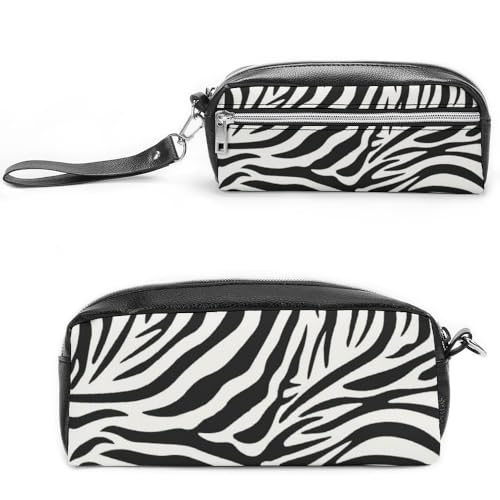 JiuPopular Leder-Federmäppchen, Zebra-Muster, Schreibwaren-Tasche als Federmäppchen für Büro und Schule, Geschäftsreisetasche oder kleine Werkzeugbox, Make-up-Tasche, Style-4, 20*10*5.5cm von JiuPopular
