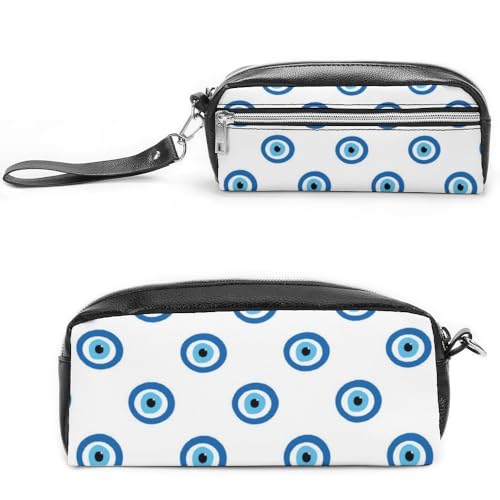 JiuPopular Leder-Federmäppchen, böse Blicke, Schreibwaren-Tasche als Federmäppchen für Büro und Schule, Business-Reisetasche oder kleine Werkzeugbox, Make-up-Tasche, Stil-2, 20*10*5.5cm, Federmäppchen von JiuPopular