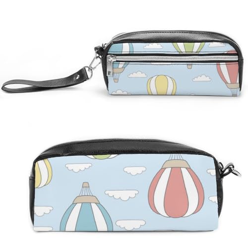 JiuPopular Leder-Federmäppchen, bunte Heißluftballon-Schreibwaren-Tasche als Federmäppchen für Büro und Schule, Geschäftsreisetasche oder kleine Werkzeugbox, Make-up-Tasche von JiuPopular