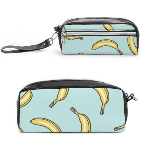 JiuPopular Leder-Federmäppchen, gelbe BananaSchreibwaren-Tasche als Federmäppchen für Büro und Schule, Geschäftsreisetasche oder kleine Werkzeugbox, Make-up-Tasche von JiuPopular