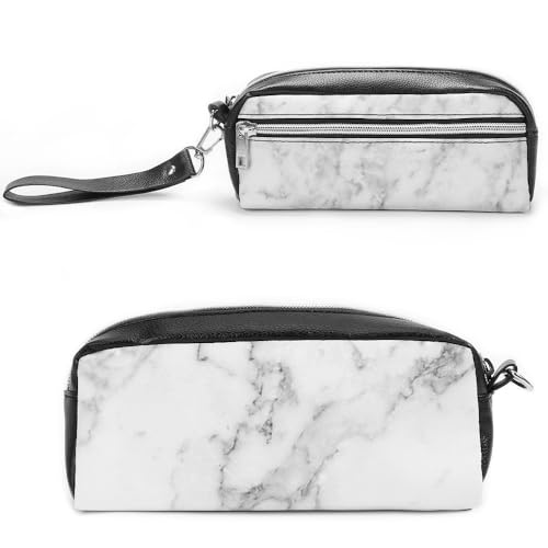 JiuPopular Leder-Federmäppchen, leichter Marmor, Schreibwaren-Tasche als Federmäppchen für Büro und Schule, Geschäftsreisetasche oder kleine Werkzeugbox, Make-up-Tasche von JiuPopular