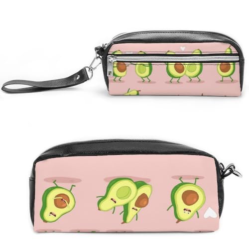 JiuPopular Leder-Federmäppchen, lustige AvocadoSchreibwaren-Tasche als Federmäppchen für Büro und Schule, Business-Reisetasche oder kleine Werkzeugbox, Make-up-Tasche von JiuPopular