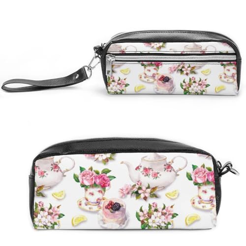 JiuPopular Leder-Federmäppchen, niedliche Anime-Dinosaurier-Schreibwaren-Tasche als Federmäppchen für Büro und Schule, Business-Reisetasche oder kleine Werkzeugbox, Make-up-Tasche, Stil 1, 20*10*5.5cm von JiuPopular