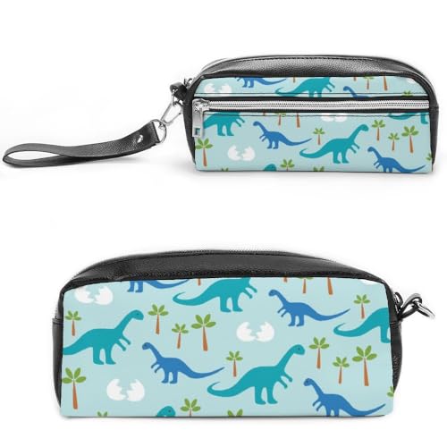 JiuPopular Leder-Federmäppchen, niedliche Anime-Dinosaurier-Schreibwaren-Tasche als Federmäppchen für Büro und Schule, Business-Reisetasche oder kleine Werkzeugbox, Make-up-Tasche, Style-4, 20*10 von JiuPopular