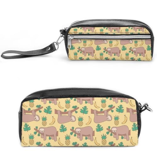 JiuPopular Leder-Federmäppchen, niedliche Katzengesichter, Schreibwaren-Tasche als Federmäppchen für Büro und Schule, Business-Reisetasche oder kleine Werkzeugbox, Make-up-Tasche, Style-4, 20*10*5.5cm von JiuPopular