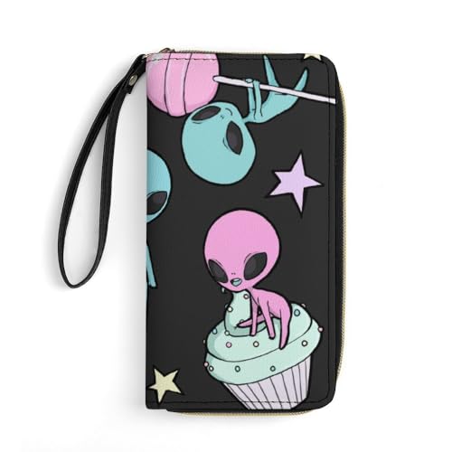 JiuPopular Ledergeldbörse, Alien, mit Seil, kleine Größe und großes Fassungsvermögen, leicht zu tragen von JiuPopular