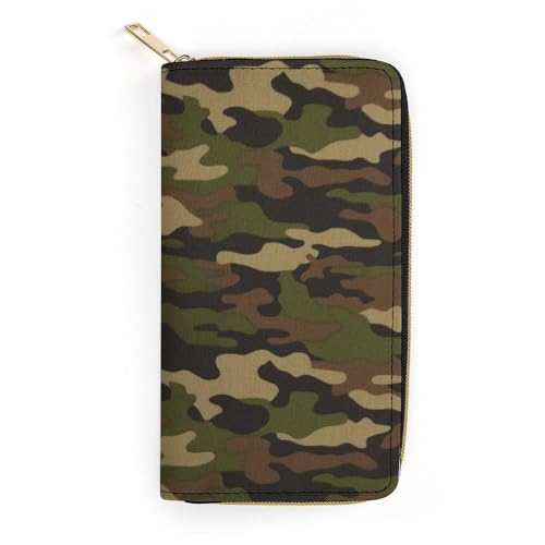 JiuPopular Ledergeldbörse, Armee-Camouflage, kleine Größe und großes Fassungsvermögen, leicht zu tragen, Stil:, 19.7x10.5cm, Modern von JiuPopular