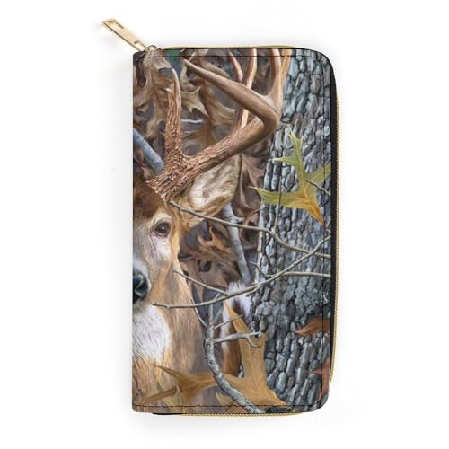JiuPopular Ledergeldbörse, Camouflage, Hirsch, kleine Größe und großes Fassungsvermögen, leicht zu tragen, Stil:, 19.7x10.5cm, Modern JiuPopular Ledergeldbörse, Camouflage, Hirsch, kleine Größe und großes Fassungsvermögen, leicht zu tragen, Stil:, 19.7x10.5cm, Modern von JiuPopular