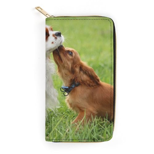 JiuPopular Ledergeldbörse, Cavalier King Charles Spaniel, kleine Größe und großes Fassungsvermögen, leicht zu tragen, Stil:, 19.7x10.5cm, Modern von JiuPopular