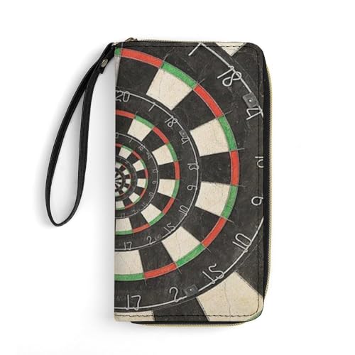 JiuPopular Ledergeldbörse, Dart-Zielscheibe, mit Seil, kleine Größe und großes Fassungsvermögen, leicht zu tragen von JiuPopular