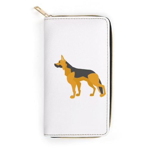JiuPopular Ledergeldbörse, Deutscher Schäferhund, kleine Größe und großes Fassungsvermögen, leicht zu tragen, Stil:, 19.7x10.5cm, Modern von JiuPopular