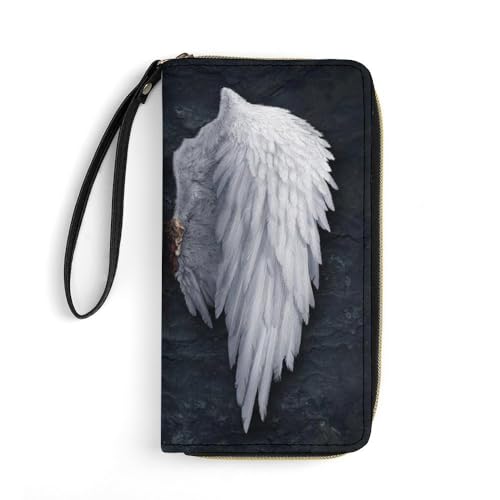 JiuPopular Ledergeldbörse, Engelsflügel, mit Seil, kleine Größe und großes Fassungsvermögen, leicht zu tragen von JiuPopular