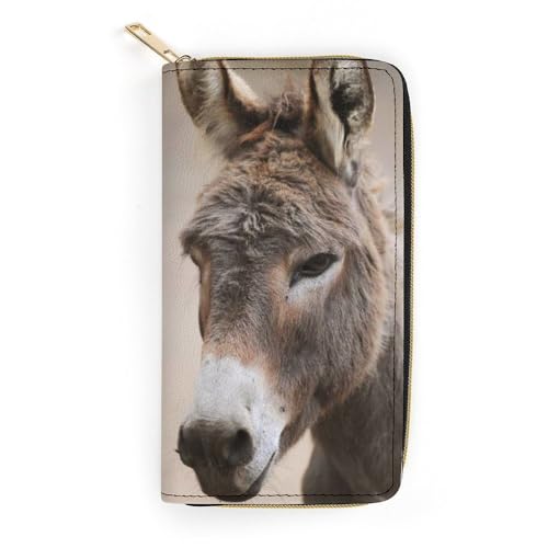 JiuPopular Ledergeldbörse, Esel niedlich, kleine Größe und großes Fassungsvermögen, einfach zu tragen, Stil:, 19.7x10.5cm, Modern von JiuPopular