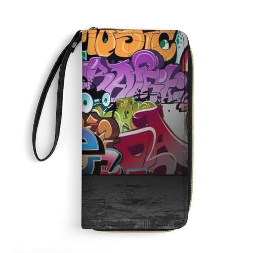 JiuPopular Ledergeldbörse, Graffiti-Hip-Hop, mit Seil, kleine Größe und großes Fassungsvermögen, leicht zu tragen von JiuPopular