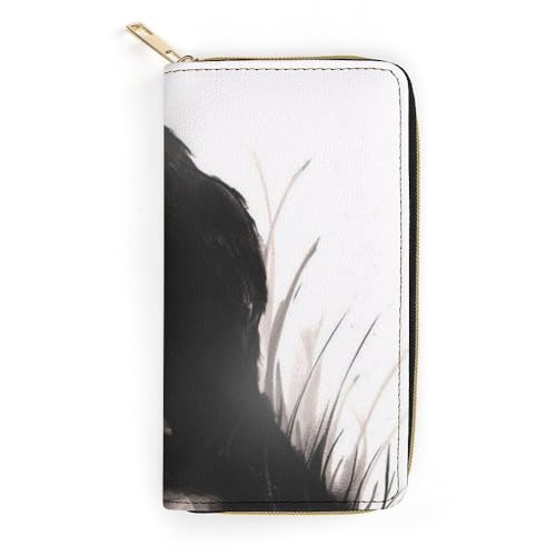 JiuPopular Ledergeldbörse, Halloween-Schädel-Rabe, kleine Größe und großes Fassungsvermögen, leicht zu tragen, Stil:, 19.7x10.5cm, Modern von JiuPopular