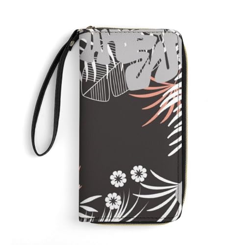 JiuPopular Ledergeldbörse, Hawaii-Blätter, mit Seil, kleine Größe und großes Fassungsvermögen, leicht zu tragen von JiuPopular