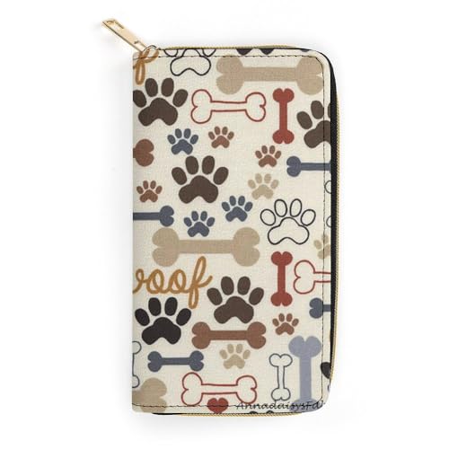 JiuPopular Ledergeldbörse, Hundeknochen Pfotenabdrücke, kleine Größe und großes Fassungsvermögen, leicht zu tragen, Stil:, 19.7x10.5cm, Modern JiuPopular Ledergeldbörse, Hundeknochen Pfotenabdrücke, kleine Größe und großes Fassungsvermögen, leicht zu tragen, Stil:, 19.7x10.5cm, Modern von JiuPopular