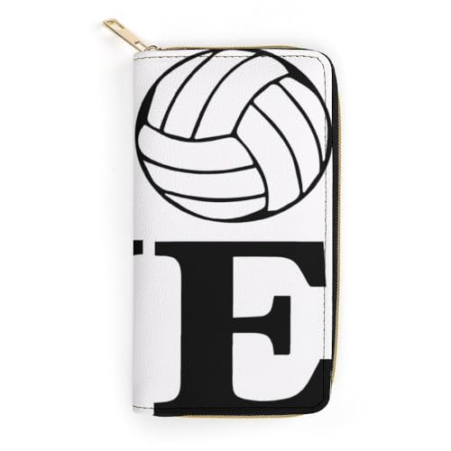 JiuPopular Ledergeldbörse, "I Love Volleyball", kleine Größe und großes Fassungsvermögen, leicht zu tragen, Stil:, 19.7x10.5cm, Modern von JiuPopular