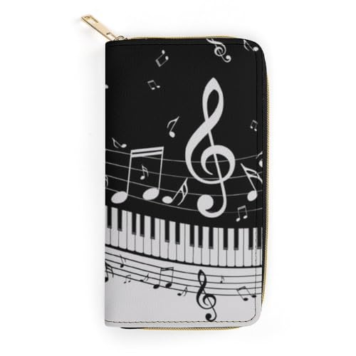 JiuPopular Ledergeldbörse, Klaviertastennoten, kleine Größe und große Kapazität, leicht zu tragen, Stil:, 19.7x10.5cm, Modern von JiuPopular