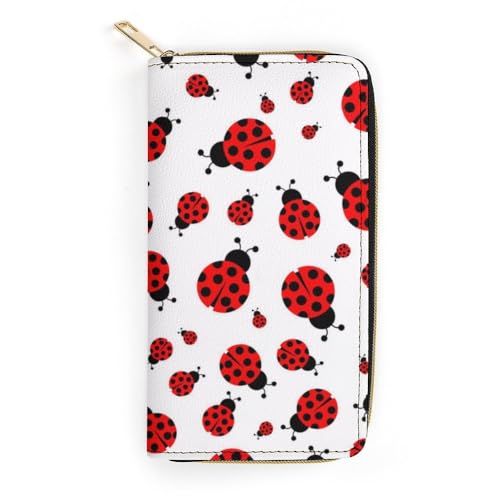 JiuPopular Ledergeldbörse, Marienkäfer-Muster, unendlich gesprenkelt, kleine Größe und großes Fassungsvermögen, einfach zu tragen, Stil:, 19.7x10.5cm, Modern JiuPopular Ledergeldbörse, Marienkäfer-Muster, unendlich gesprenkelt, kleine Größe und großes Fassungsvermögen, einfach zu tragen, Stil:, 19.7x10.5cm, Modern von JiuPopular