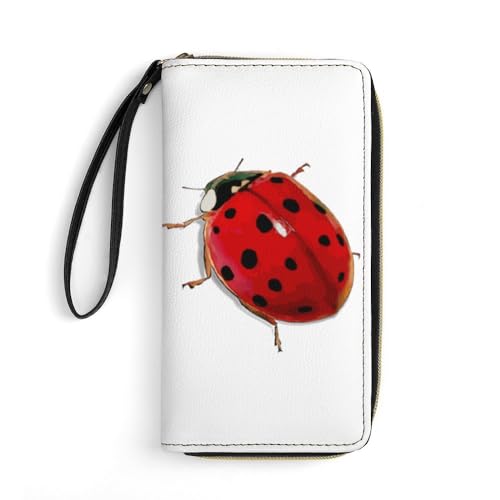 JiuPopular Ledergeldbörse, Marienkäfer niedlich, mit Seil, kleine Größe und großes Fassungsvermögen, leicht zu tragen von JiuPopular
