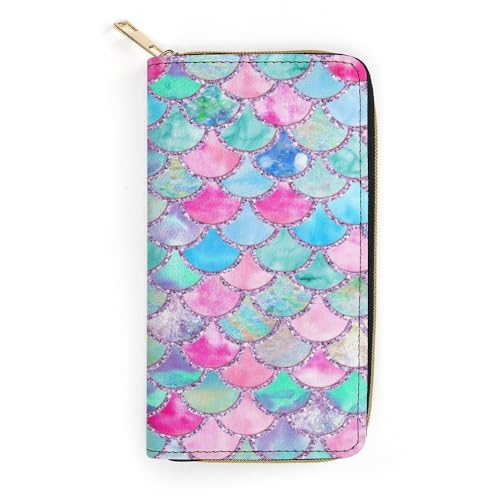 JiuPopular Ledergeldbörse, Regenbogen-Aquarell-Waage der Meerjungfrau, kleine Größe und großes Fassungsvermögen, einfach zu tragen, Stil:, 19.7x10.5cm, Modern JiuPopular Ledergeldbörse, Regenbogen-Aquarell-Waage der Meerjungfrau, kleine Größe und großes Fassungsvermögen, einfach zu tragen, Stil:, 19.7x10.5cm, Modern von JiuPopular