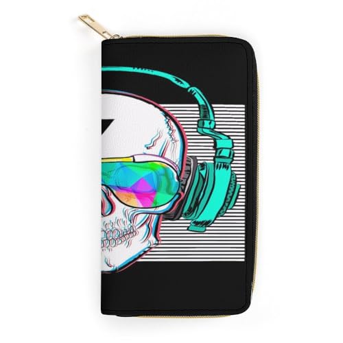 JiuPopular Ledergeldbörse, Rock and Roll Skull, kleine Größe und großes Fassungsvermögen, leicht zu tragen, Stil:, 19.7x10.5cm, Modern JiuPopular Ledergeldbörse, Rock and Roll Skull, kleine Größe und großes Fassungsvermögen, leicht zu tragen, Stil:, 19.7x10.5cm, Modern von JiuPopular