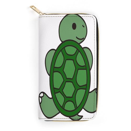 JiuPopular Ledergeldbörse, Schildkrötenmuster, gehende Dinosaurier, kleine Größe und großes Fassungsvermögen, leicht zu tragen, Stil:, 19.7x10.5cm, Modern von JiuPopular