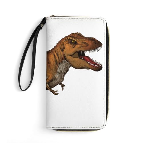 JiuPopular Ledergeldbörse, Spazierengehende Dinosaurier, mit Seil, kleine Größe und großes Fassungsvermögen, leicht zu tragen von JiuPopular