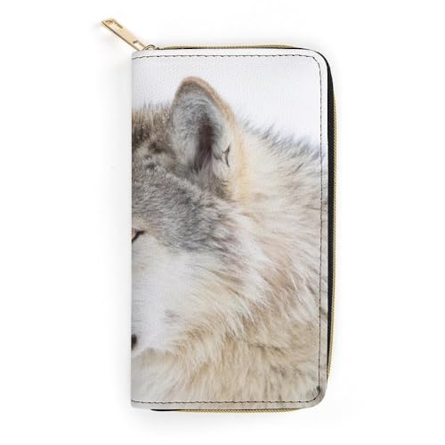 JiuPopular Ledergeldbörse, brauner Wolf, kleine Größe und großes Fassungsvermögen, leicht zu tragen, Stil:, 19.7x10.5cm, Modern von JiuPopular