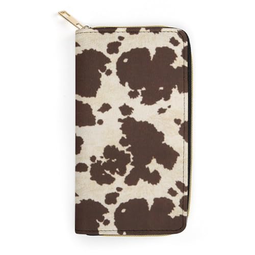 JiuPopular Ledergeldbörse, braunes Rindsleder, kleine Größe und großes Fassungsvermögen, leicht zu tragen, Stil:, 19.7x10.5cm, Modern von JiuPopular