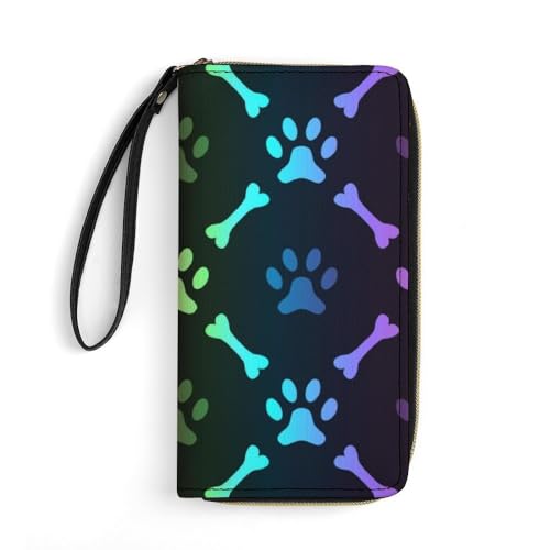 JiuPopular Ledergeldbörse, bunte Knochen und Pfoten, mit Seil, kleine Größe und großes Fassungsvermögen, einfach zu tragen JiuPopular Ledergeldbörse, bunte Knochen und Pfoten, mit Seil, kleine Größe und großes Fassungsvermögen, einfach zu tragen von JiuPopular