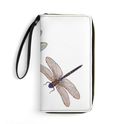 JiuPopular Ledergeldbörse, bunte Libelle, mit Seil, kleine Größe und großes Fassungsvermögen, einfach zu tragen von JiuPopular