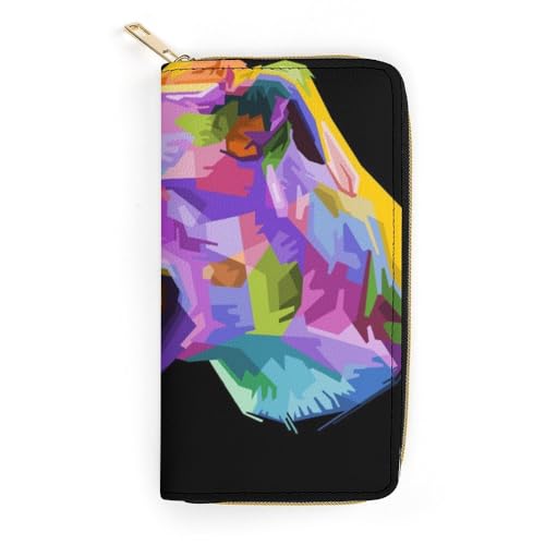 JiuPopular Ledergeldbörse, bunter Windhunde, kleine Größe und großes Fassungsvermögen, einfach zu tragen, Stil:, 19.7x10.5cm, Modern von JiuPopular