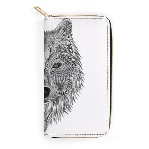 JiuPopular Ledergeldbörse, grauer Wolf, kleine Größe und großes Fassungsvermögen, einfach zu tragen, Stil:, 19.7x10.5cm, Modern JiuPopular Ledergeldbörse, grauer Wolf, kleine Größe und großes Fassungsvermögen, einfach zu tragen, Stil:, 19.7x10.5cm, Modern von JiuPopular