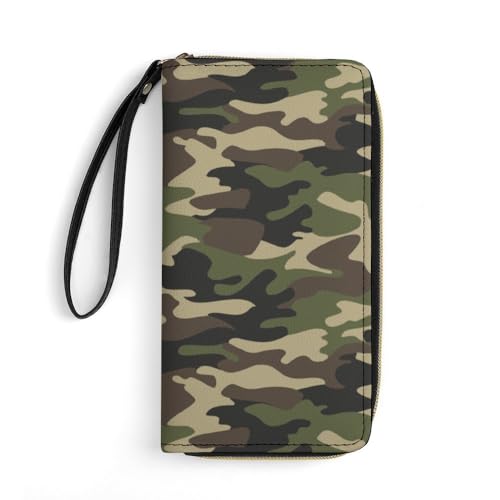 JiuPopular Ledergeldbörse, grüner Camouflage-Druck, mit Seil, kleine Größe und großes Fassungsvermögen, leicht zu tragen JiuPopular Ledergeldbörse, grüner Camouflage-Druck, mit Seil, kleine Größe und großes Fassungsvermögen, leicht zu tragen von JiuPopular