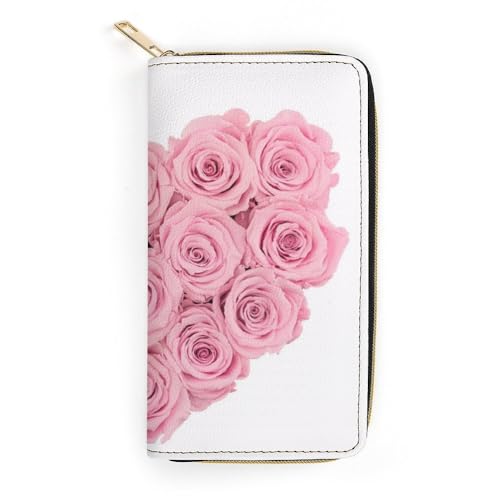 JiuPopular Ledergeldbörse, herzförmige Rosen, kleine Größe und großes Fassungsvermögen, leicht zu tragen, Stil:, 19.7x10.5cm, Modern von JiuPopular