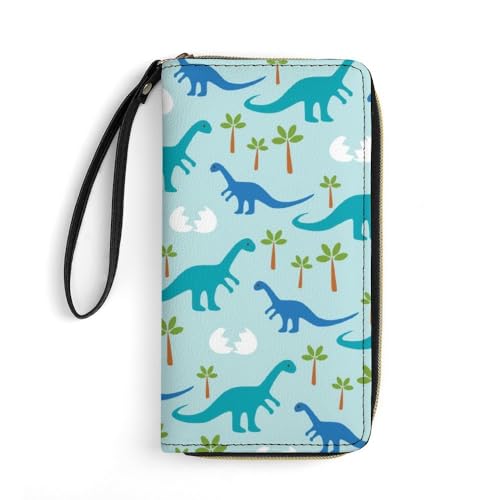 JiuPopular Ledergeldbörse, niedliche Anime-Dinosaurier, mit Seil, kleine Größe und großes Fassungsvermögen, leicht zu tragen von JiuPopular